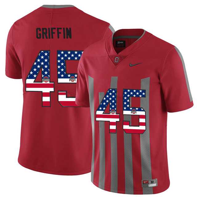 Ohio State Buckeyes #45 Archie Griffin Red USA Flag Alternate College Football Elite Jersey