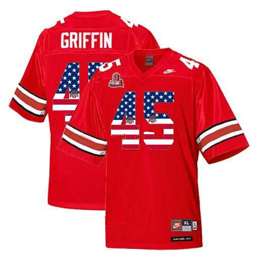 Ohio State Buckeyes #45 Archie Griffin Red USA Flag College Football Throwback Jersey