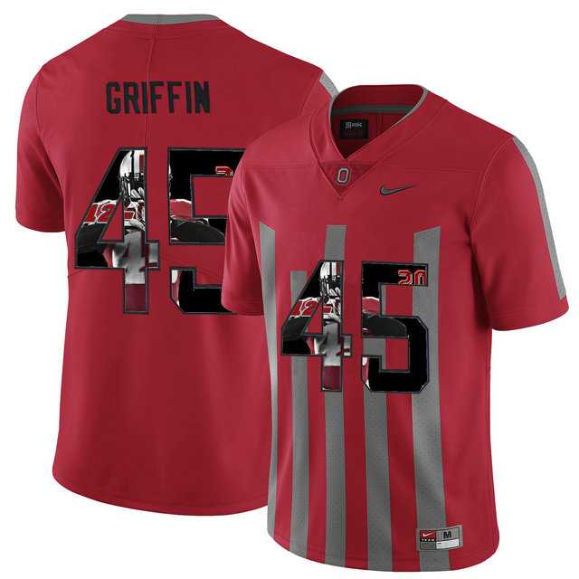 Ohio State Buckeyes #45 Archie Griffin Red With Portrait Print College Football Jersey-1