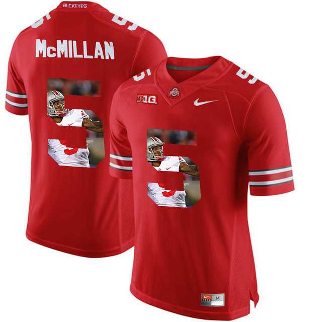 Ohio State Buckeyes #5 Raekwon McMillan Red With Portrait Print College Football Jersey