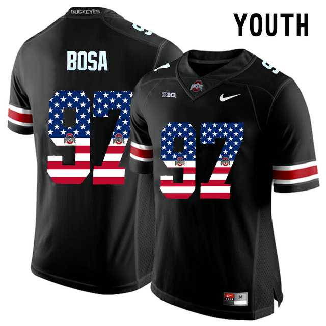 Ohio State Buckeyes #97 Nick Bosa Black USA Flag Youth College Football Limited Jersey