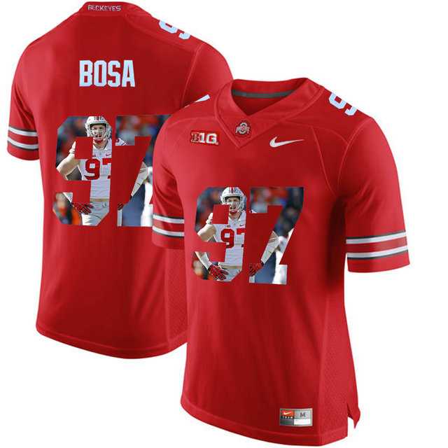 Ohio State Buckeyes #97 Nick Bosa Red With Portrait Print College Football Jersey2