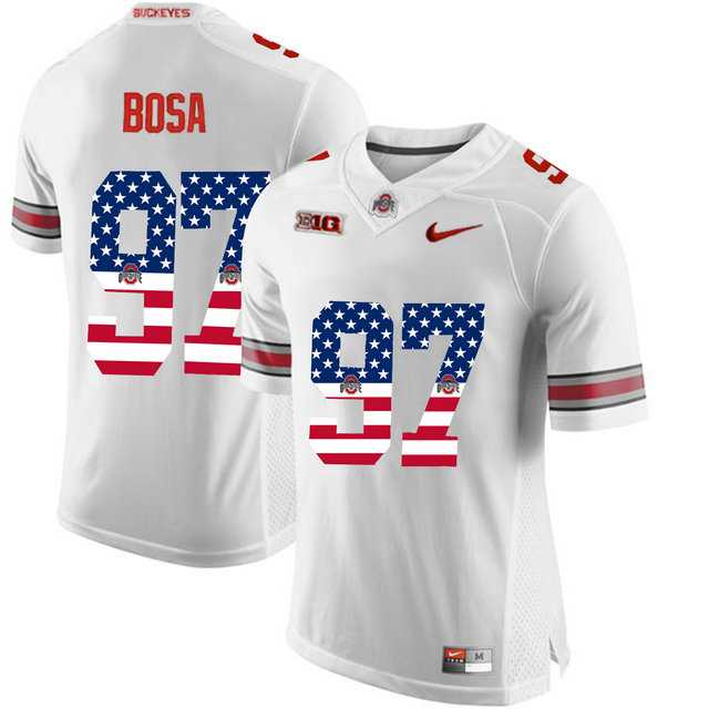Ohio State Buckeyes #97 Nick Bosa White USA Flag College Football Limited Jersey