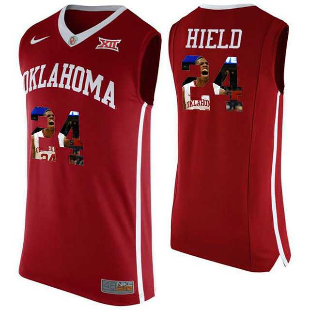 Oklahoma Sooners #24 Buddy Heild Red With Portrait Print College Basketball Jersey