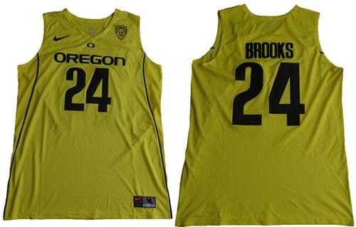 Oregon Ducks #24 Dillon Brooks Yellow Basketball PAC-12 Patch Stitched NCAA Jersey