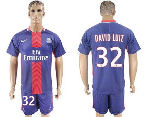 Paris Saint-Germain #32 David Luiz Home Soccer Club Jersey