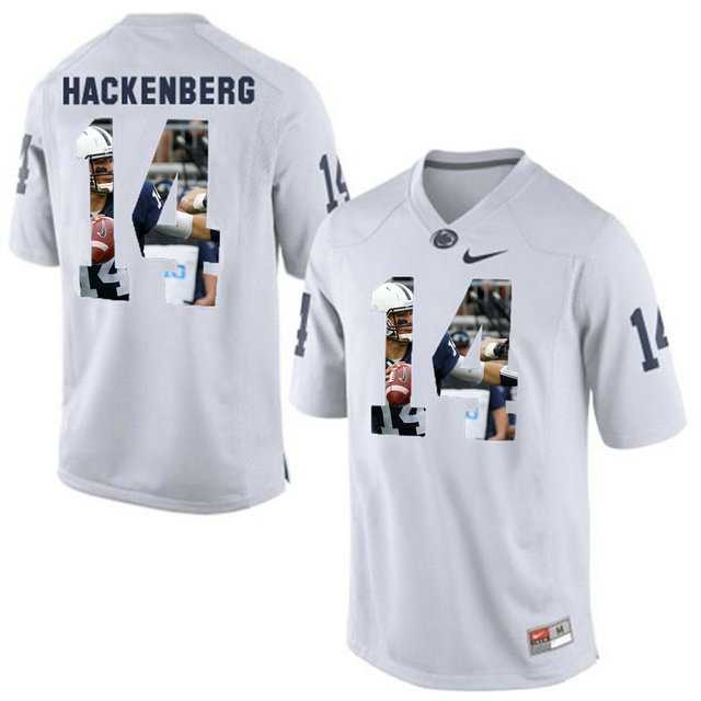 Penn State Nittany Lions #14 Christian Hackenberg White With Portrait Print College Football Jersey
