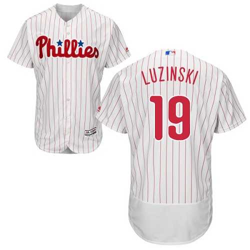 Philadelphia Phillies #19 Greg Luzinski White(Red Strip) Flexbase Authentic Collection Stitched MLB Jersey