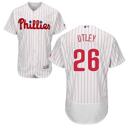 Philadelphia Phillies #26 Chase Utley White(Red Strip) Flexbase Authentic Collection Stitched MLB Jersey