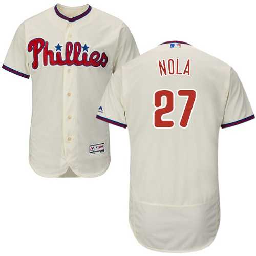 Philadelphia Phillies #27 Aaron Nola Cream Flexbase Authentic Collection Stitched MLB Jersey