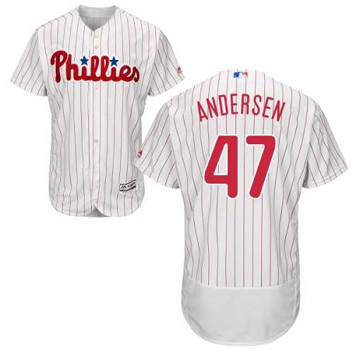 Philadelphia Phillies #47 Larry Andersen White(Red Strip) Flexbase Authentic Collection Stitched MLB Jersey