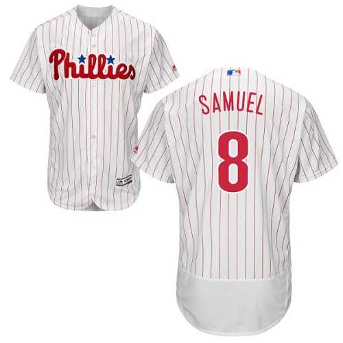 Philadelphia Phillies #8 Juan Samuel White(Red Strip) Flexbase Authentic Collection Stitched MLB Jersey