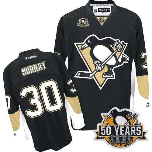 Pittsburgh Penguins #30 Matt Murray Black Home 50th Anniversary Stitched NHL Jersey