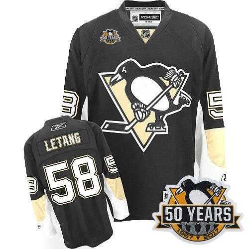 Pittsburgh Penguins #58 Kris Letang Black 50th Anniversary Stitched NHL Jersey