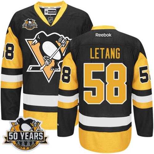Pittsburgh Penguins #58 Kris Letang Black Alternate 50th Anniversary Stitched NHL Jersey