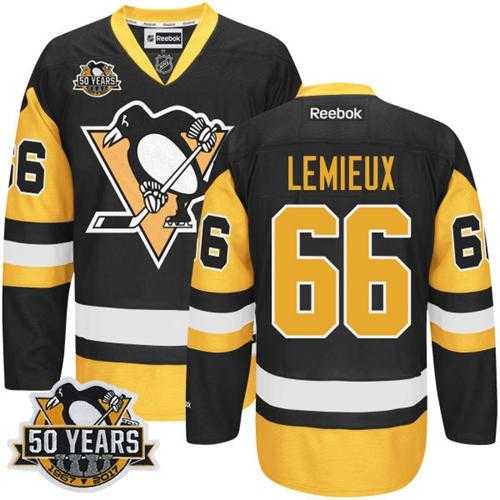 Pittsburgh Penguins #66 Mario Lemieux Black Alternate 50th Anniversary Stitched NHL Jersey