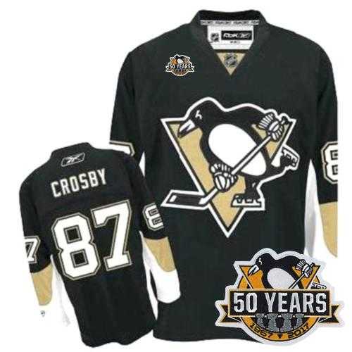 Pittsburgh Penguins #87 Sidney Crosby Black 50th Anniversary Stitched NHL Jersey