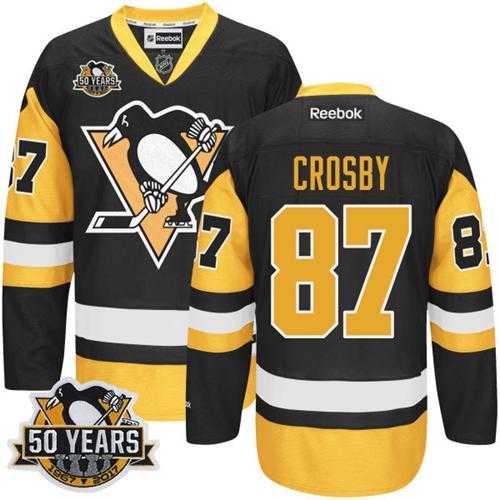 Pittsburgh Penguins #87 Sidney Crosby Black Alternate 50th Anniversary Stitched NHL Jersey