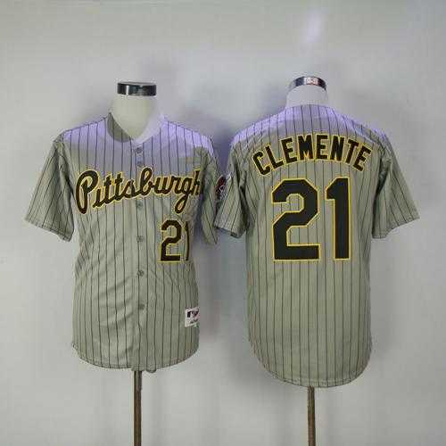 Pittsburgh Pirates #21 Roberto Clemente Grey Strip 1997 Turn Back The Clock Stitched MLB Jersey