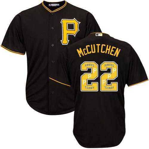 Pittsburgh Pirates #22 Andrew McCutchen Black Team Logo Fashion Stitched MLB Jersey