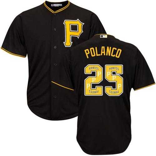 Pittsburgh Pirates #25 Gregory Polanco Black Team Logo Fashion Stitched MLB Jersey