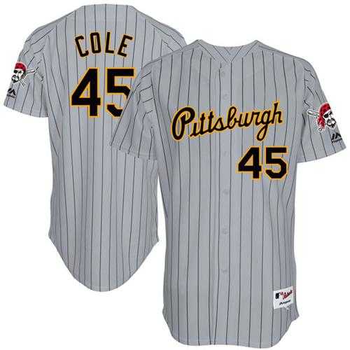 Pittsburgh Pirates #45 Gerrit Cole Grey Strip 1997 Turn Back The Clock Stitched MLB Jersey
