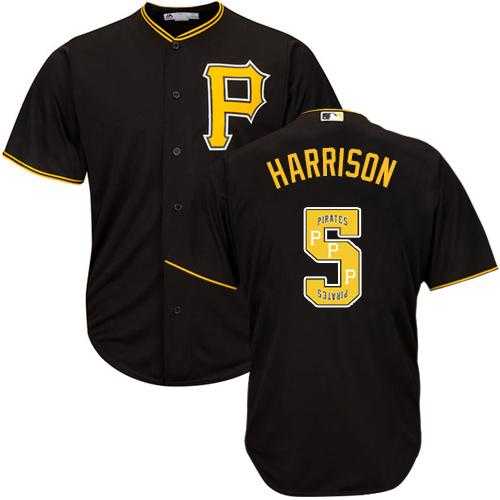Pittsburgh Pirates #5 Josh Harrison Black Team Logo Fashion Stitched MLB Jersey