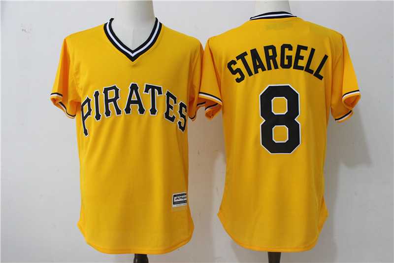 Pittsburgh Pirates #8 Willie Stargell Yellow Throwback Cool Base Jersey