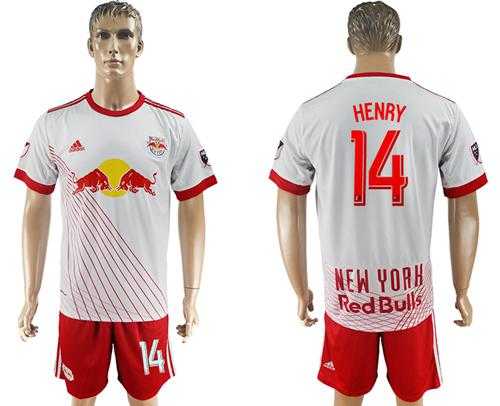 Red Bull #14 Henry White Home Soccer Club Jersey