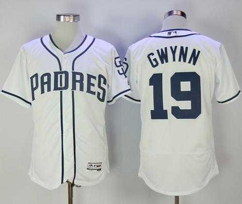 San Diego Padres #19 Tony Gwynn White Flexbase Authentic Collection Stitched MLB Jersey San Diego Padres #19 Tony Gwynn White Flexbase Authentic Collection Stitched MLB Jersey
