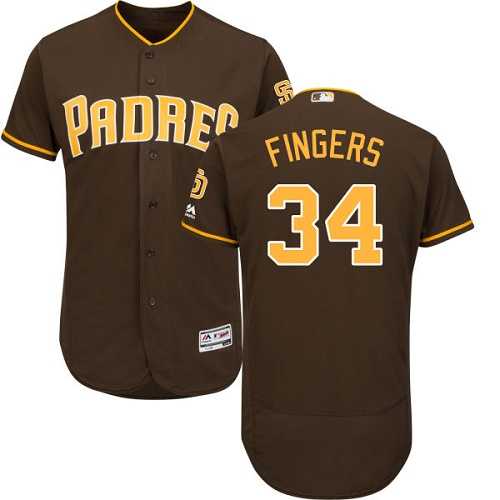 San Diego Padres #34 Rollie Fingers Brown Flexbase Authentic Collection Stitched MLB Jersey