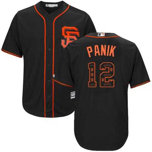 San Francisco Giants #12 Joe Panik Black Team Logo Fashion Stitched MLB Jersey
