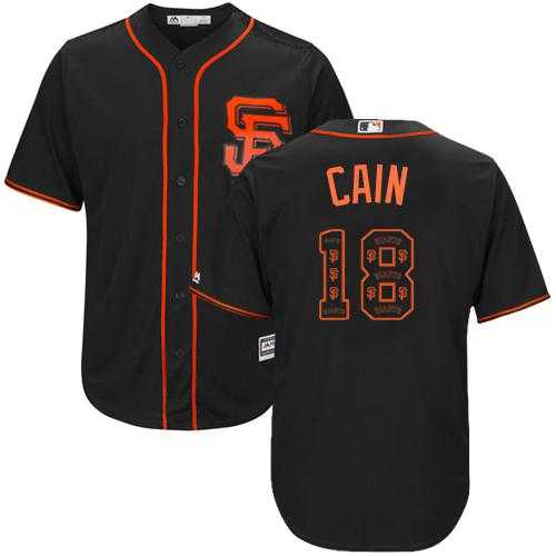 San Francisco Giants #18 Matt Cain Black Team Logo Fashion Stitched MLB Jersey