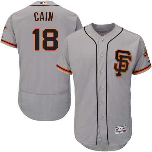San Francisco Giants #18 Matt Cain Grey Flexbase Authentic Collection Road 2 Stitched MLB Jersey
