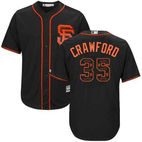 San Francisco Giants #35 Brandon Crawford Black Team Logo Fashion Stitched MLB Jersey
