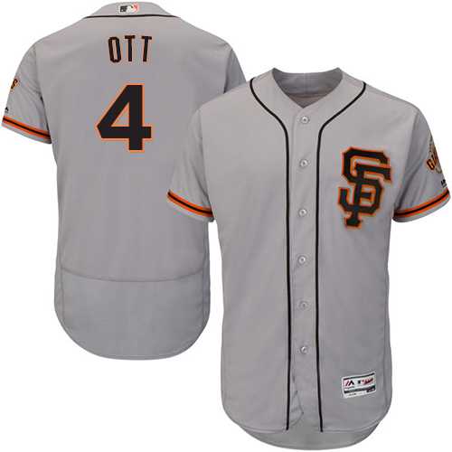San Francisco Giants #4 Mel Ott Grey Flexbase Authentic Collection Road 2 Stitched MLB Jersey San Francisco Giants #4 Mel Ott Grey Flexbase Authentic Collection Road 2 Stitched MLB Jersey