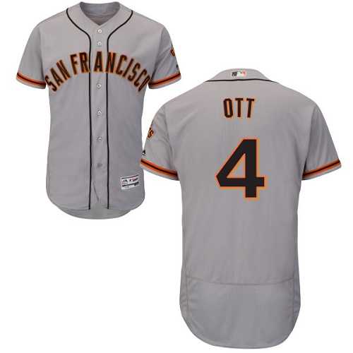 San Francisco Giants #4 Mel Ott Grey Flexbase Authentic Collection Road Stitched MLB Jersey