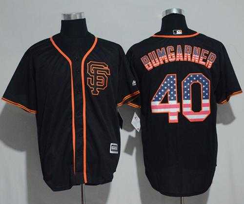 San Francisco Giants #40 Madison Bumgarner Black USA Flag Fashion Stitched MLB Jersey