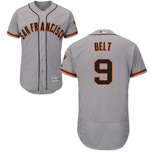 San Francisco Giants #9 Brandon Belt Grey Flexbase Authentic Collection Road Stitched MLB Jersey