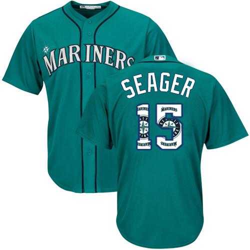 Seattle Mariners #15 Kyle Seager Green Team Logo Fashion Stitched MLB Jersey