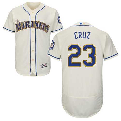 Seattle Mariners #23 Nelson Cruz Cream Flexbase Authentic Collection Stitched MLB Jersey