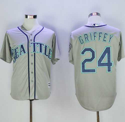 Seattle Mariners #24 Ken Griffey Grey New Cool Base 2016 Hall Of Fame Patch Stitched MLB Jersey