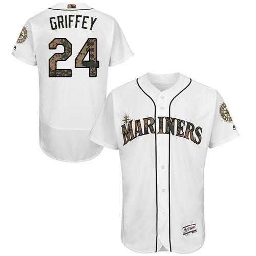 Seattle Mariners #24 Ken Griffey White Flexbase Authentic Collection Memorial Day Stitched MLB Jersey
