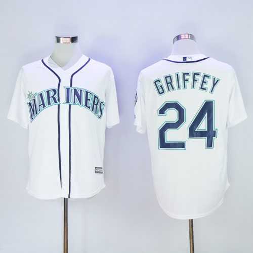 Seattle Mariners #24 Ken Griffey White New Cool Base 2016 Hall Of Fame Patch Stitched MLB Jersey
