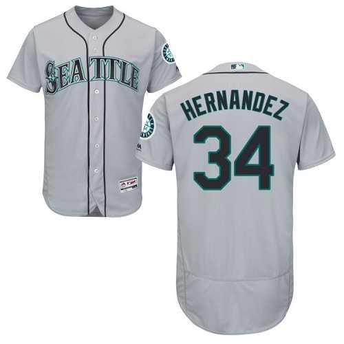 Seattle Mariners #34 Felix Hernandez Grey Flexbase Authentic Collection Stitched MLB Jersey