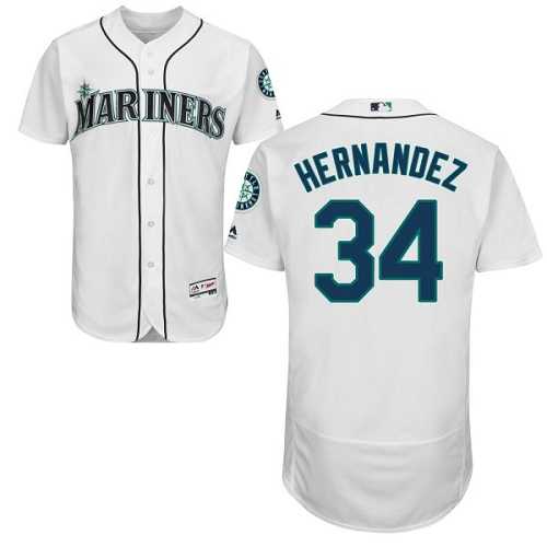 Seattle Mariners #34 Felix Hernandez White Flexbase Authentic Collection Stitched MLB Jersey