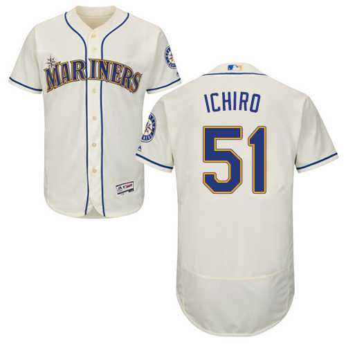 Seattle Mariners #51 Ichiro Suzuki Cream Flexbase Authentic Collection Stitched MLB Jersey Seattle Mariners #51 Ichiro Suzuki Cream Flexbase Authentic Collection Stitched MLB Jersey