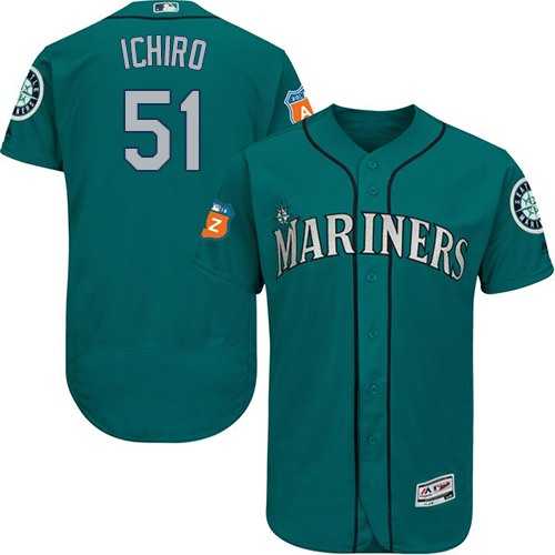 Seattle Mariners #51 Ichiro Suzuki Green Flexbase Authentic Collection Stitched MLB Jersey Seattle Mariners #51 Ichiro Suzuki Green Flexbase Authentic Collection Stitched MLB Jersey