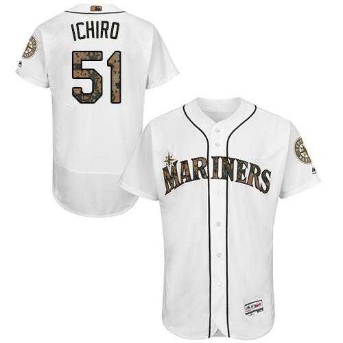 Seattle Mariners #51 Ichiro Suzuki White Flexbase Authentic Collection Memorial Day Stitched MLB Jersey