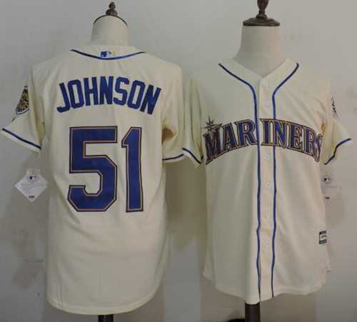 Seattle Mariners #51 Randy Johnson Cream New Cool Base Stitched MLB Jersey Seattle Mariners #51 Randy Johnson Cream New Cool Base Stitched MLB Jersey